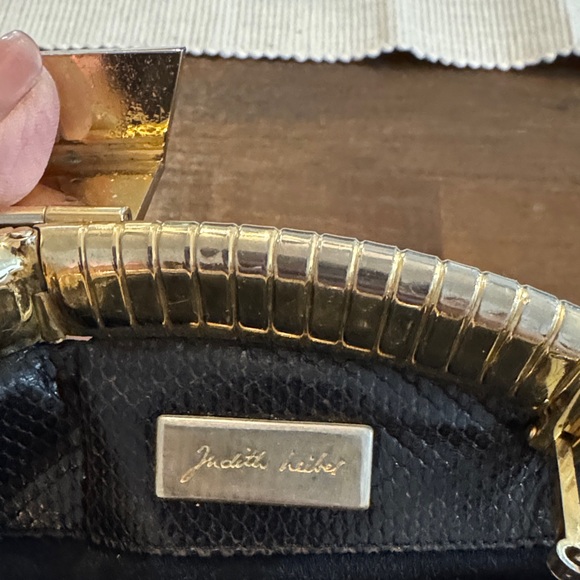 Judith Leiber Black Clutch with Gold Trim - Picture 6 of 6